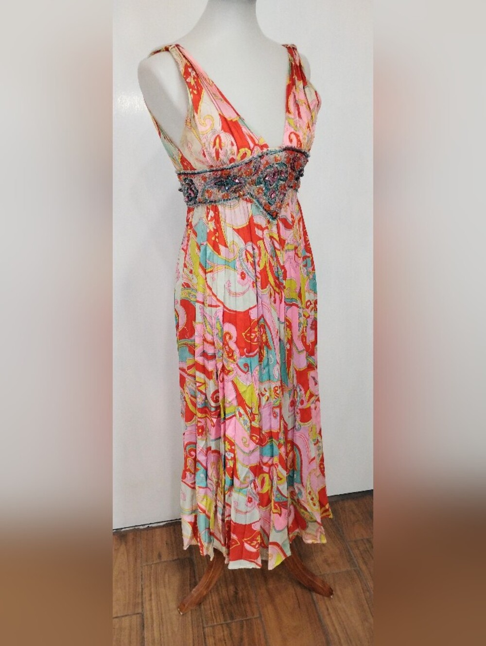 UPCYCLED VINTAGE BEADED PSYCHEDELIC DRESS - Picture 4 of 14